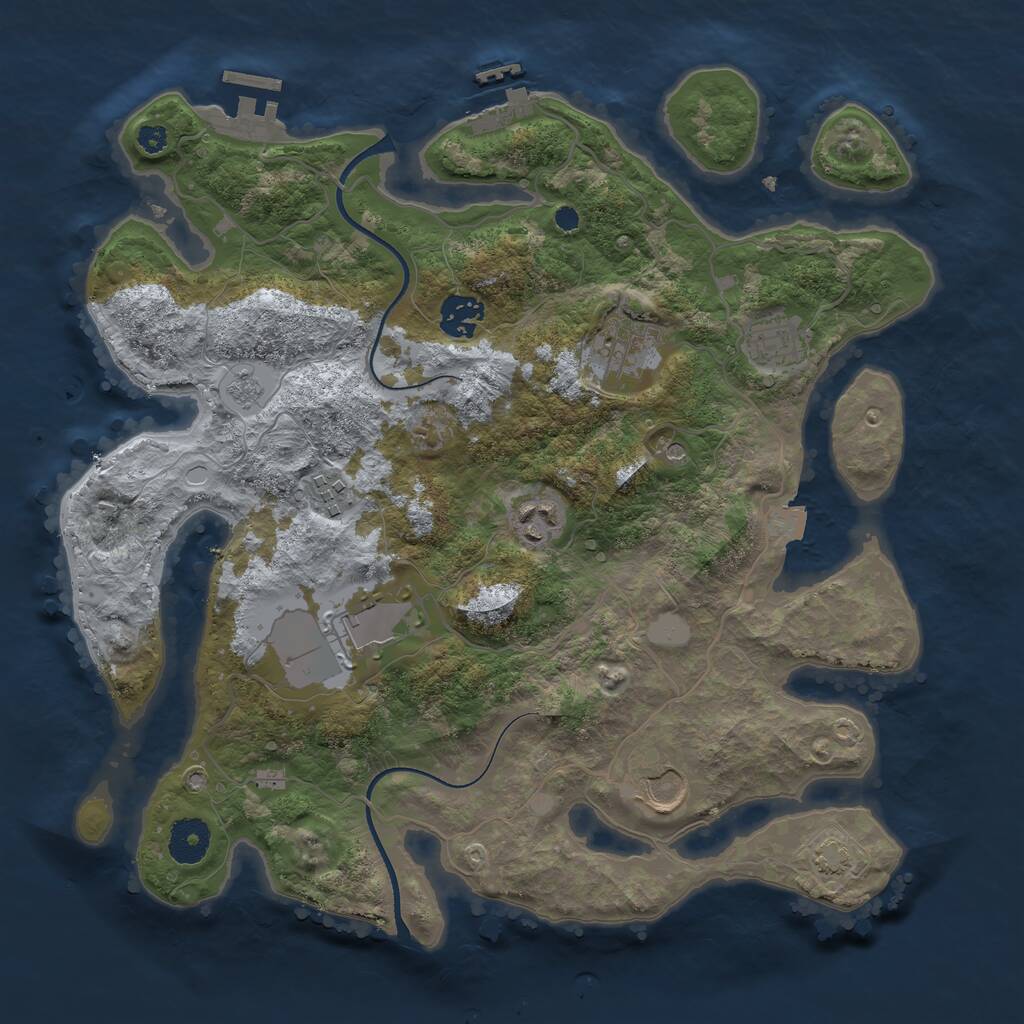 Rust Map: Procedural Map, Size: 3500, Seed: 24610287, 13 Monuments