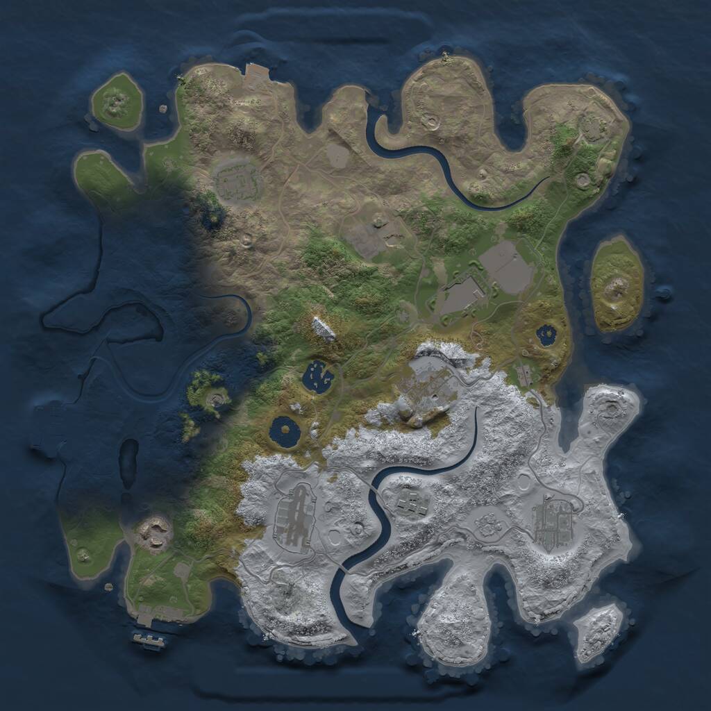 Rust Map: Procedural Map, Size: 3500, Seed: 2117818935, 15 Monuments