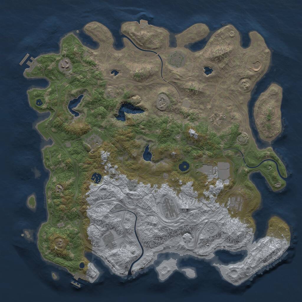 Rust Map: Procedural Map, Size: 4500, Seed: 412083197, 17 Monuments