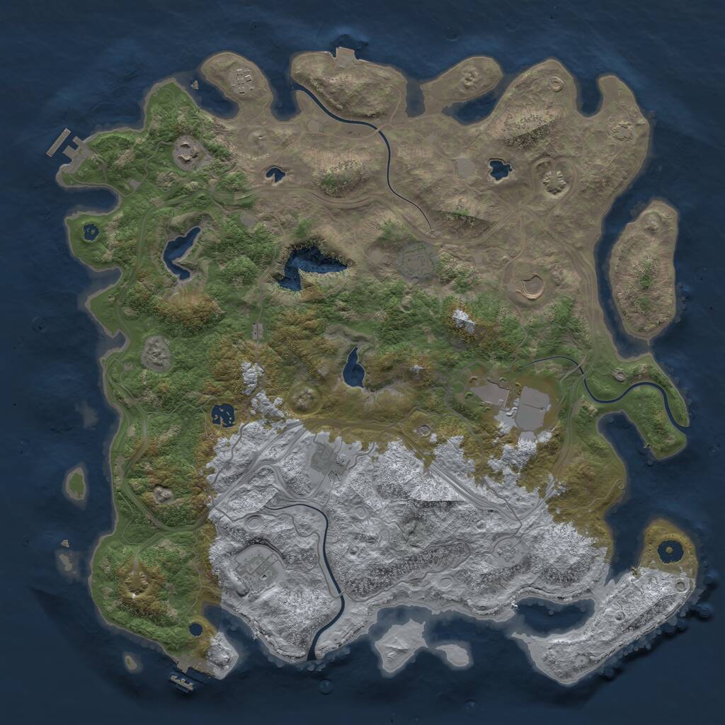 Rust Map: Procedural Map, Size: 4500, Seed: 412083197, 14 Monuments