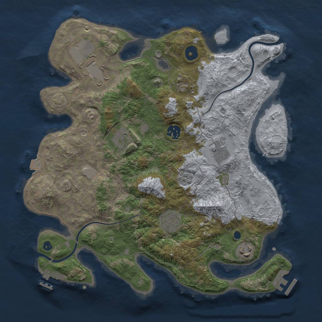 Rust Map: Procedural Map, Size: 3500, Seed: 2059895706, 14 Monuments