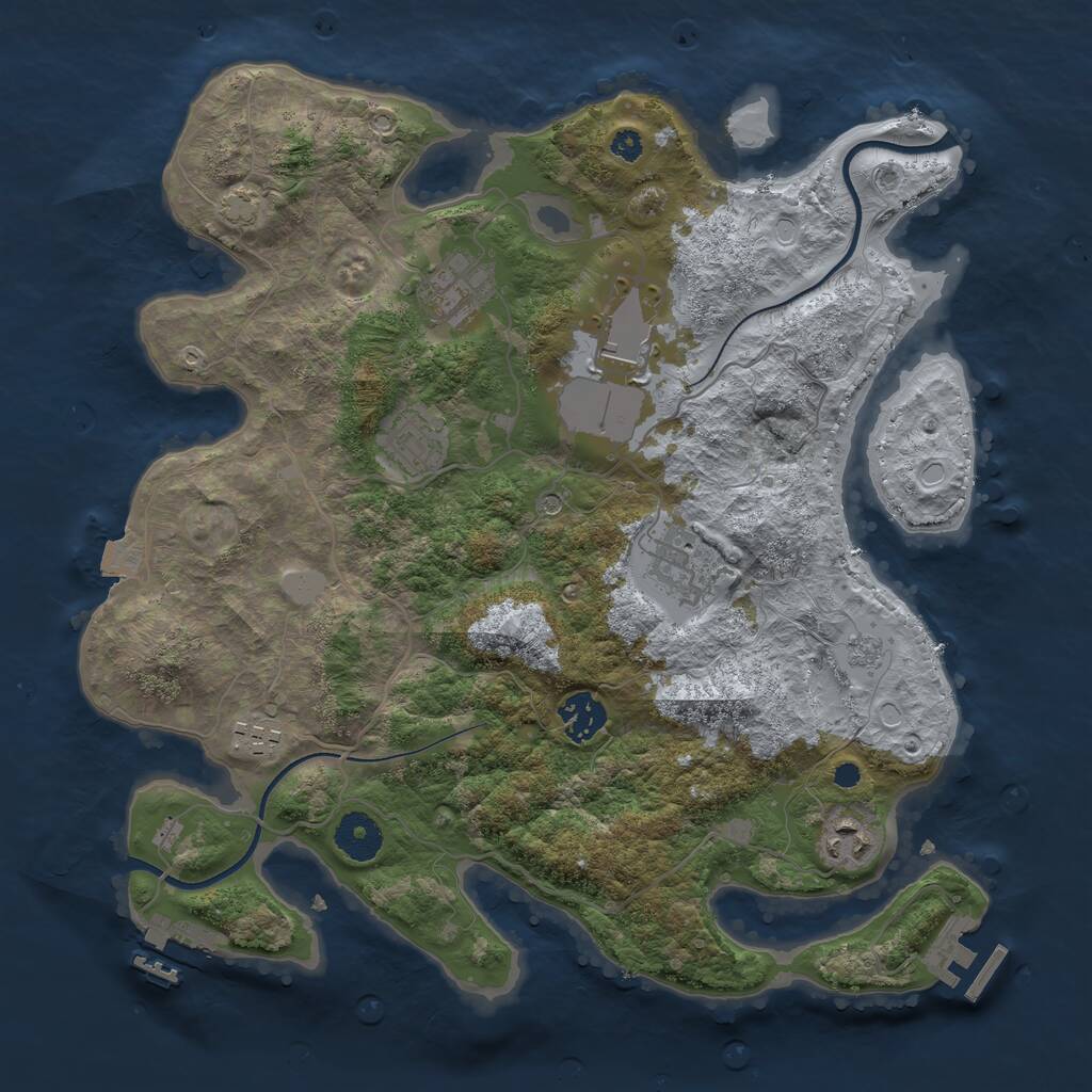 Rust Map: Procedural Map, Size: 3500, Seed: 2059895706, 13 Monuments