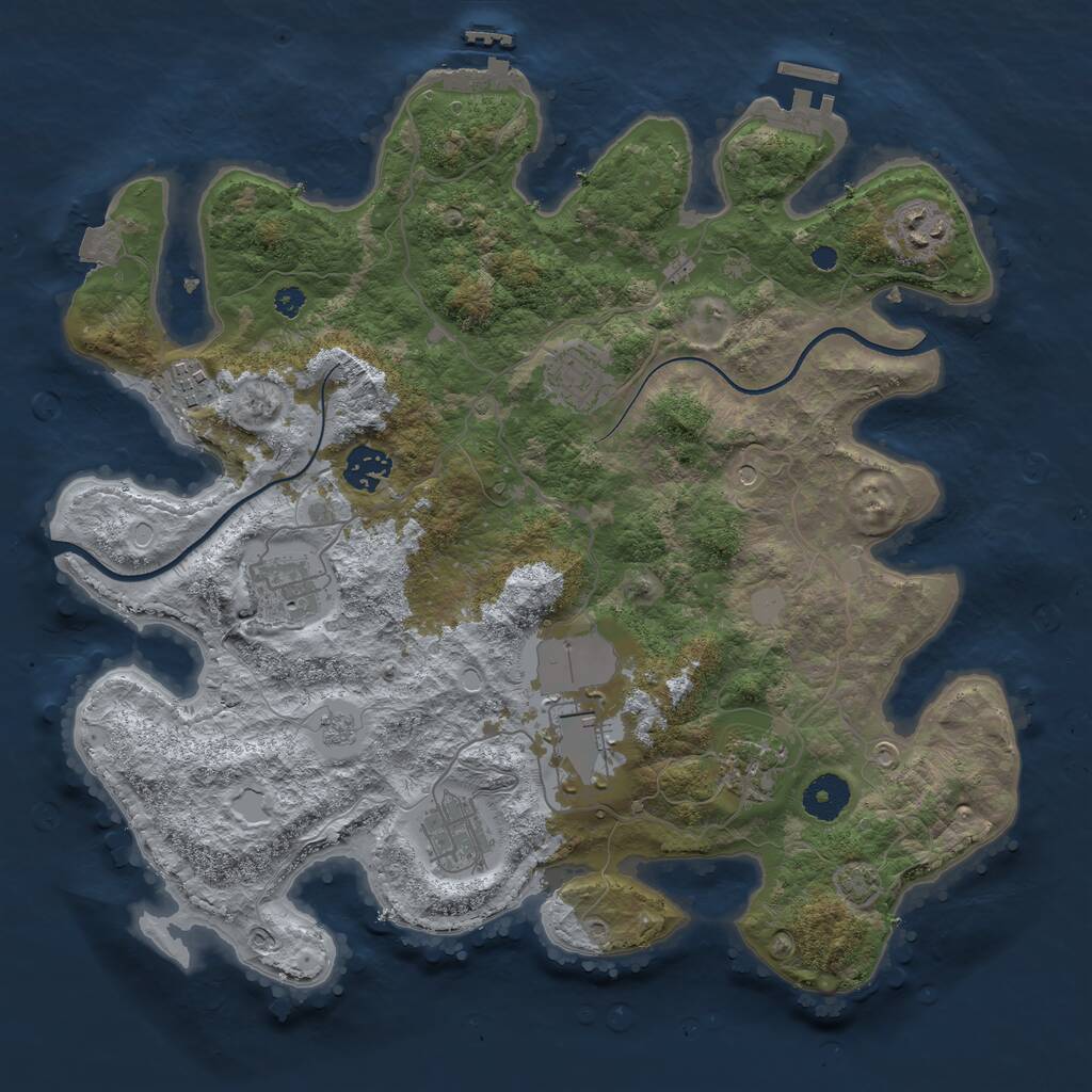 Rust Map: Procedural Map, Size: 3600, Seed: 1144532337, 14 Monuments