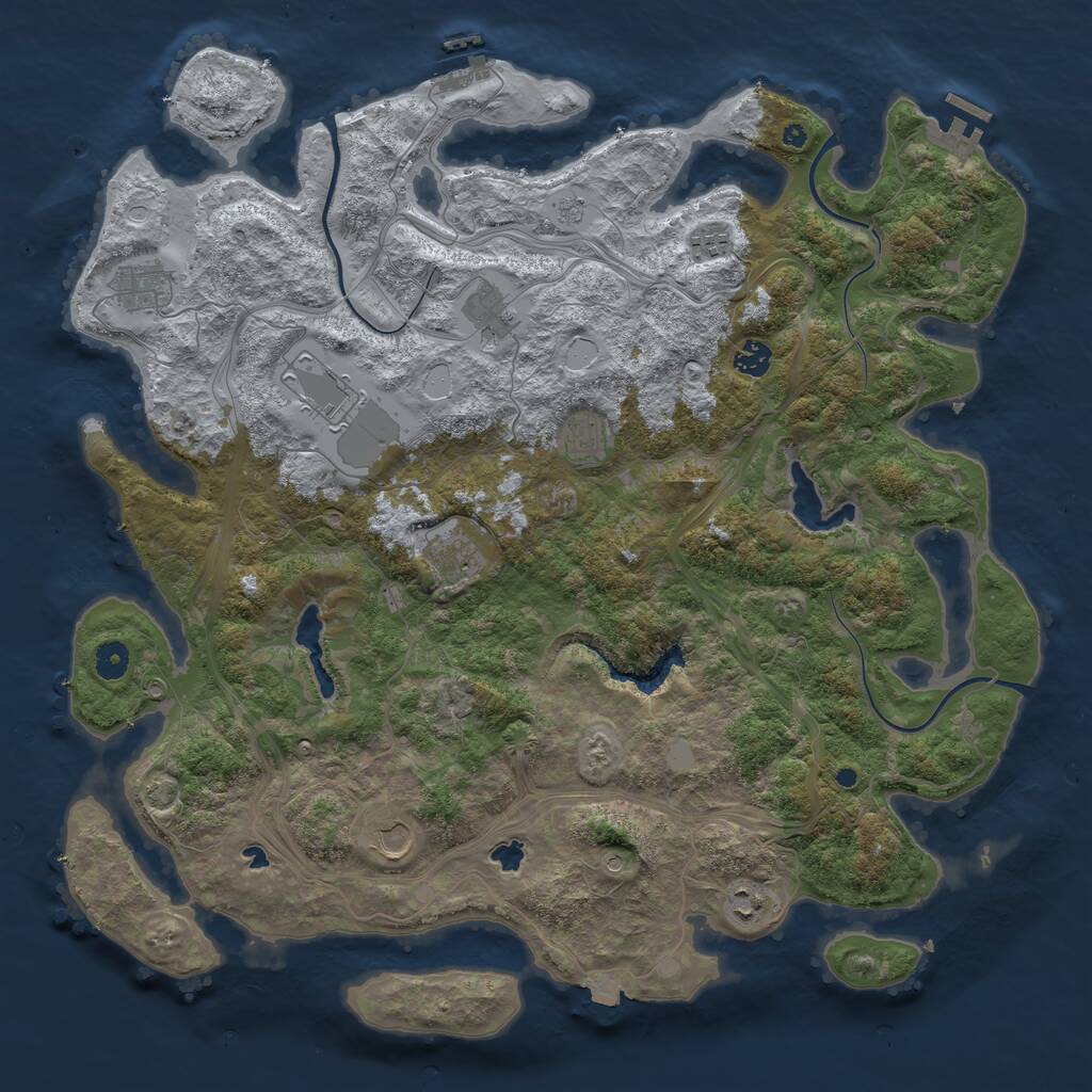 Rust Map: Procedural Map, Size: 4500, Seed: 687162358, 15 Monuments