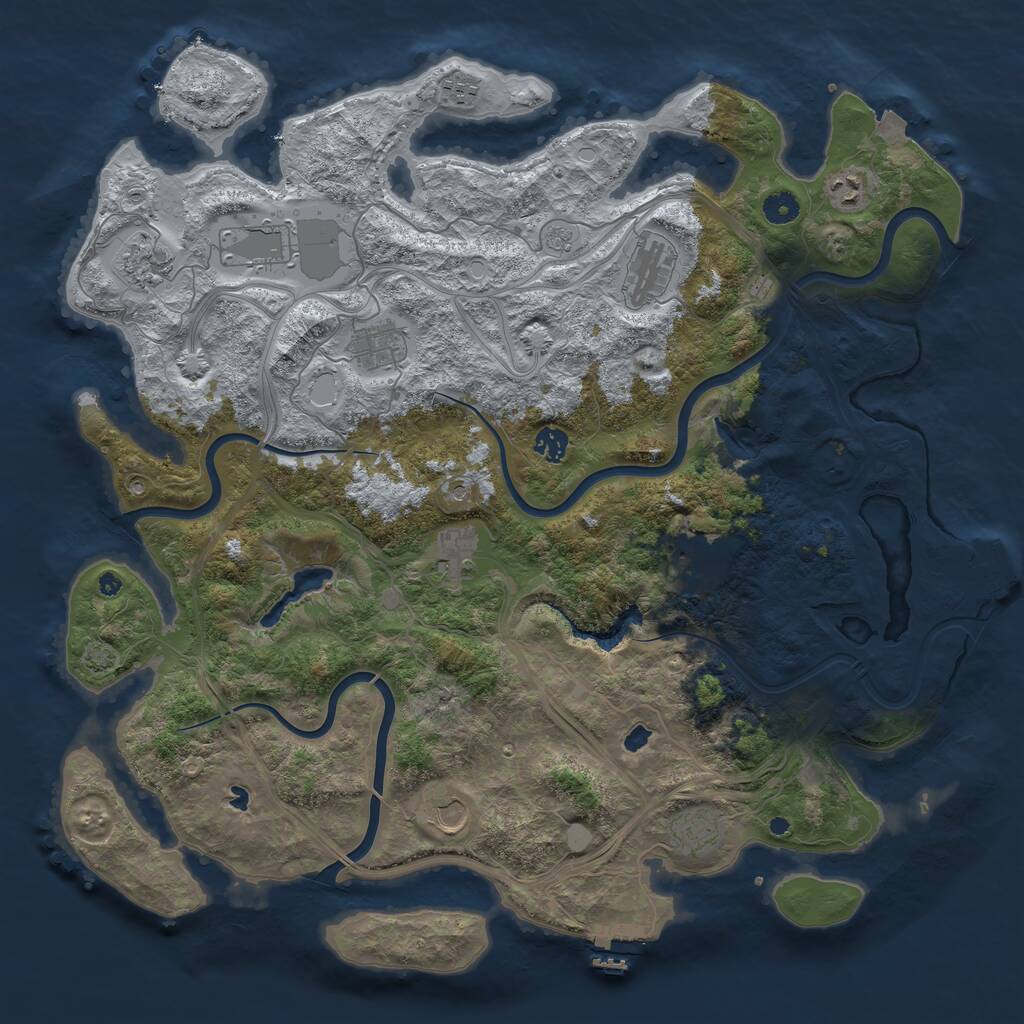 Rust Map: Procedural Map, Size: 4500, Seed: 687162358, 17 Monuments