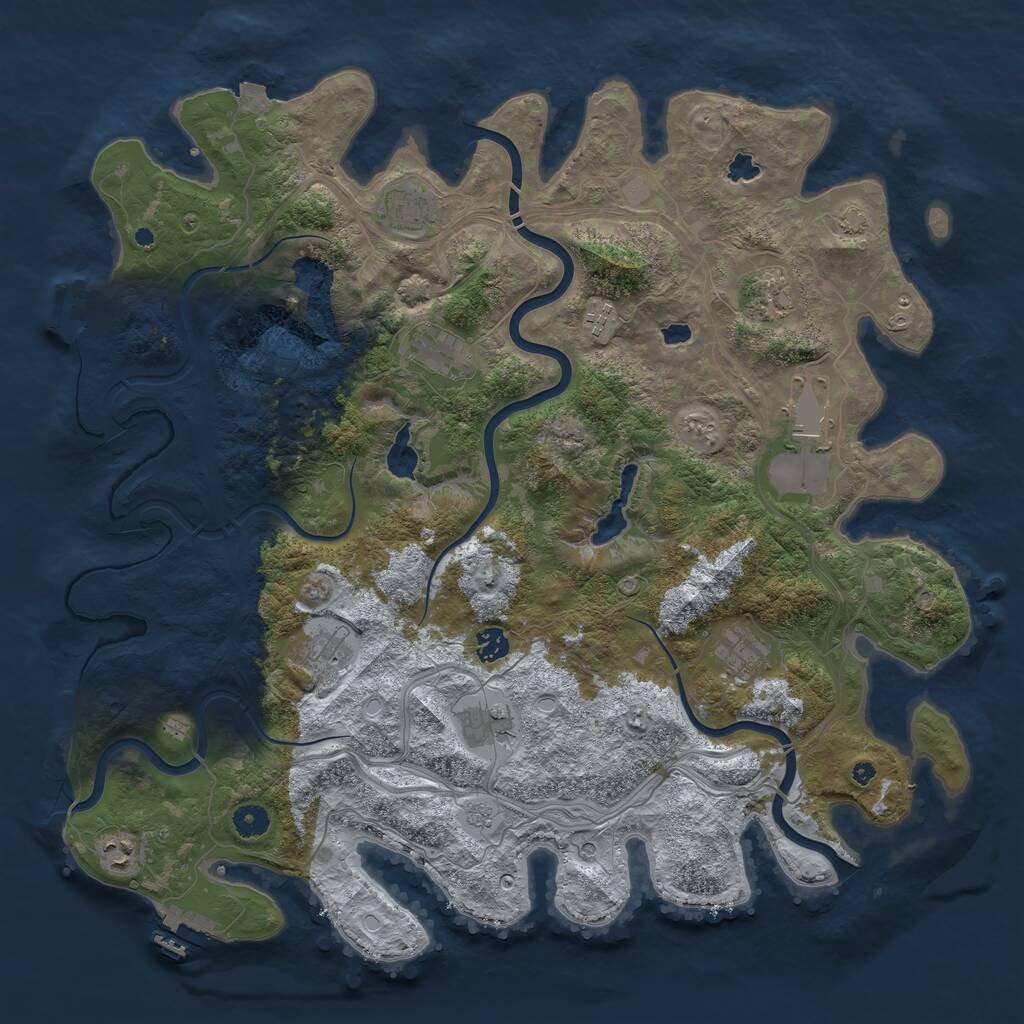 Rust Map: Procedural Map, Size: 4500, Seed: 253585596, 16 Monuments