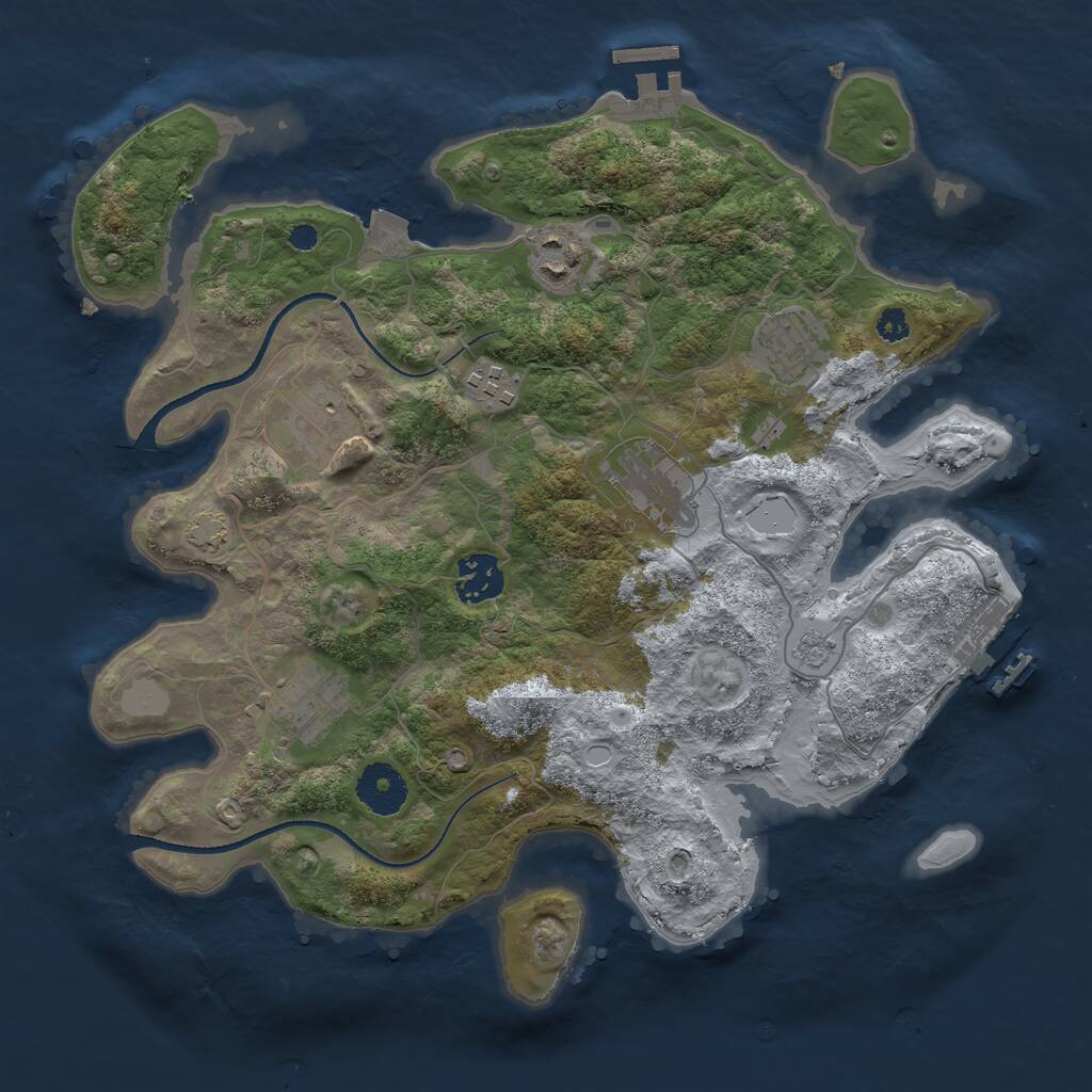 Rust Map: Procedural Map, Size: 3300, Seed: 1811841699, 12 Monuments