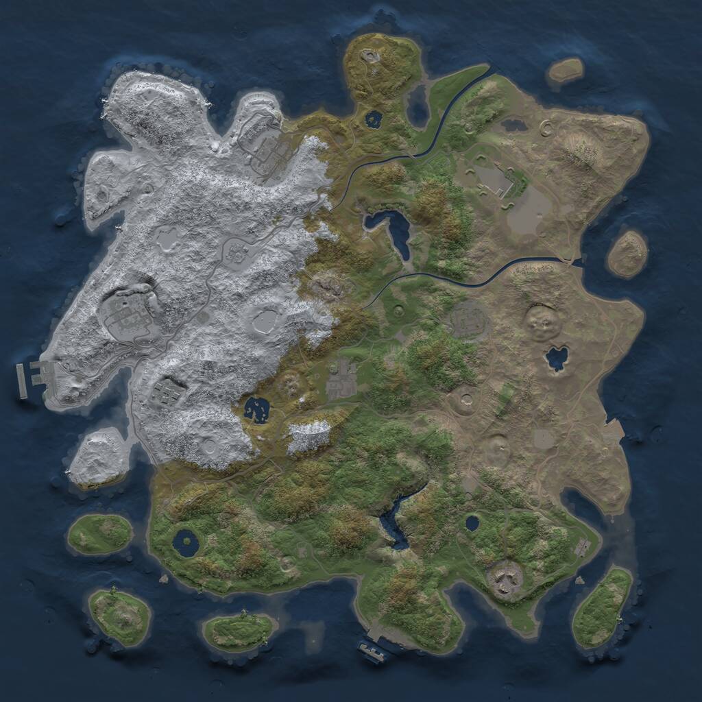 Rust Map: Procedural Map, Size: 4000, Seed: 1438820022, 13 Monuments