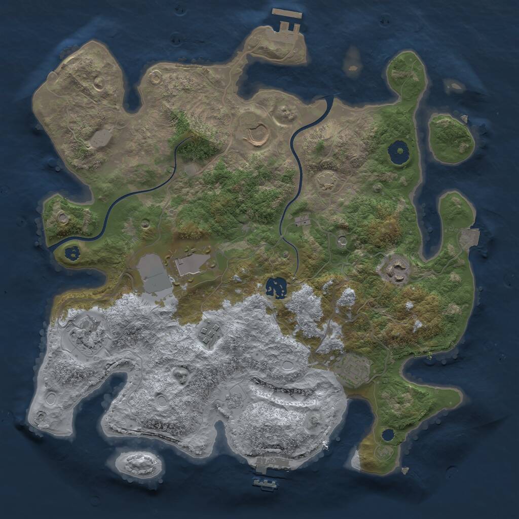 Rust Map: Procedural Map, Size: 3500, Seed: 3045, 13 Monuments