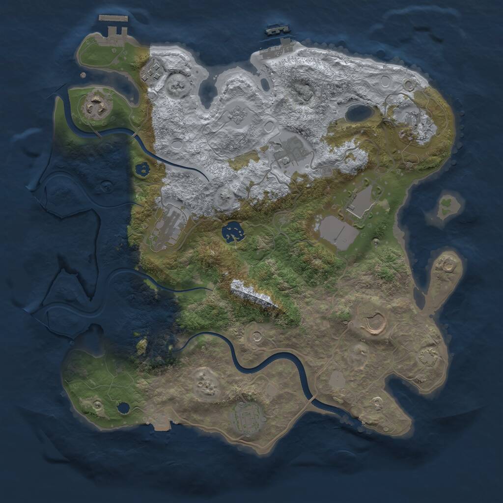 Rust Map: Procedural Map, Size: 3500, Seed: 1752419050, 15 Monuments