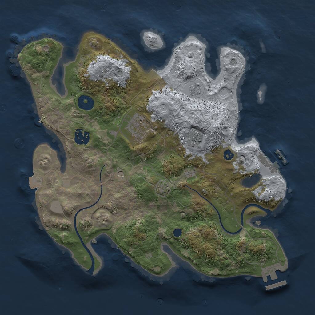 Rust Map: Procedural Map, Size: 3000, Seed: 763, 9 Monuments