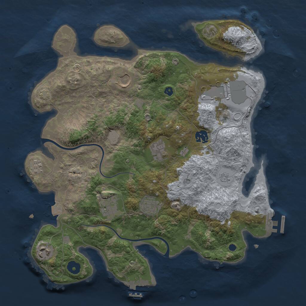 Rust Map: Procedural Map, Size: 3500, Seed: 956409446, 14 Monuments
