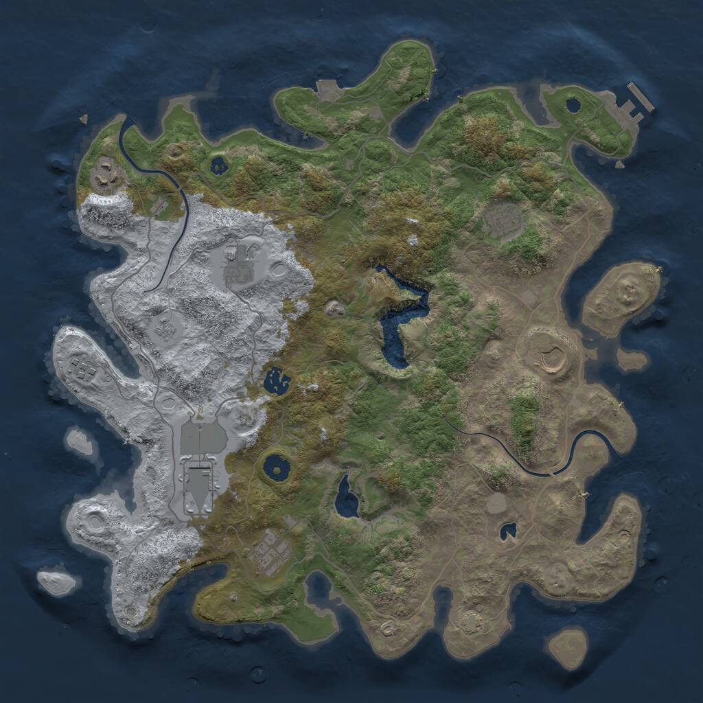 Rust Map: Procedural Map, Size: 4000, Seed: 5608, 12 Monuments