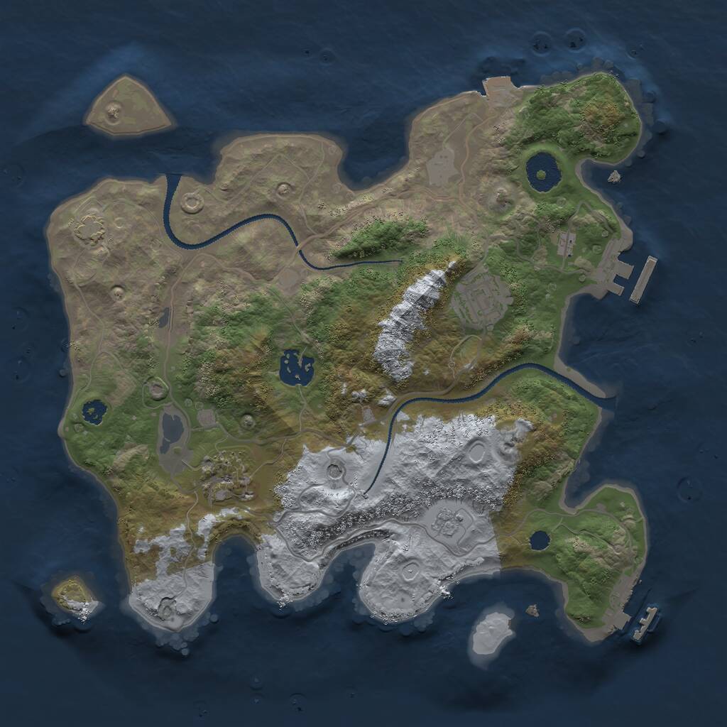 Rust Map: Procedural Map, Size: 3000, Seed: 972963165, 9 Monuments