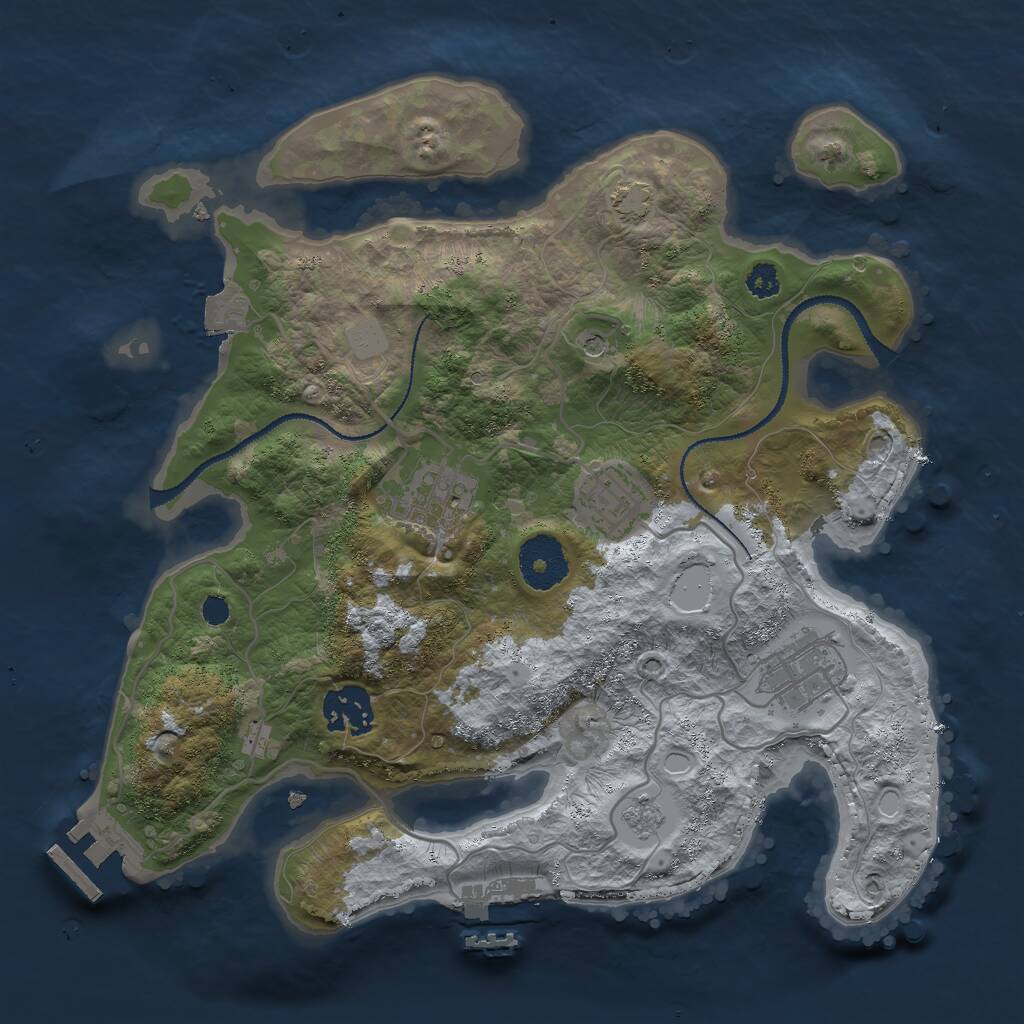 Rust Map: Procedural Map, Size: 3000, Seed: 1711812112, 10 Monuments
