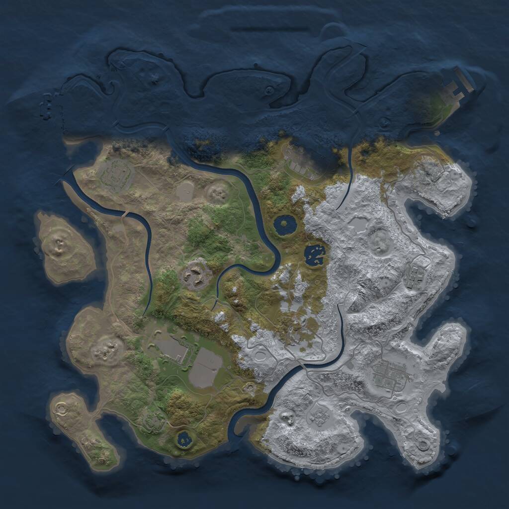 Rust Map: Procedural Map, Size: 3500, Seed: 50003, 13 Monuments