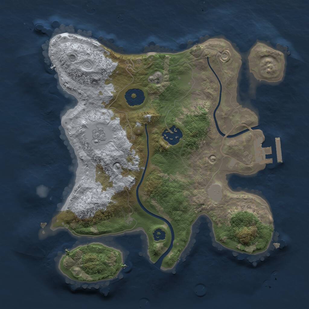 Rust Map: Procedural Map, Size: 2500, Seed: 1418440043, 4 Monuments