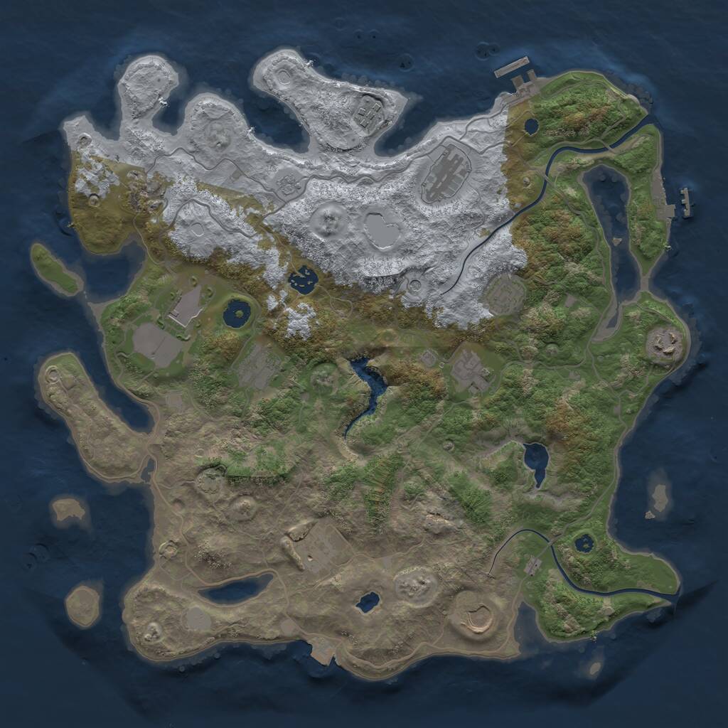 Rust Map: Procedural Map, Size: 4000, Seed: 874262172, 17 Monuments