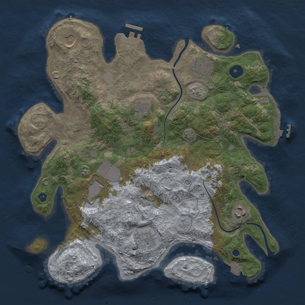 Rust Map: Procedural Map, Size: 3500, Seed: 34875981, 12 Monuments