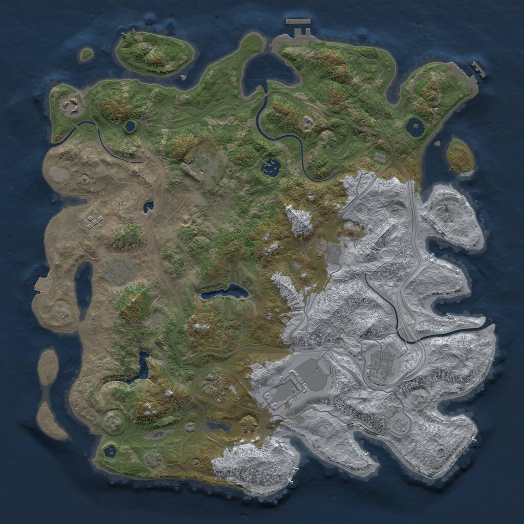 Rust Map: Procedural Map, Size: 4300, Seed: 65653, 15 Monuments