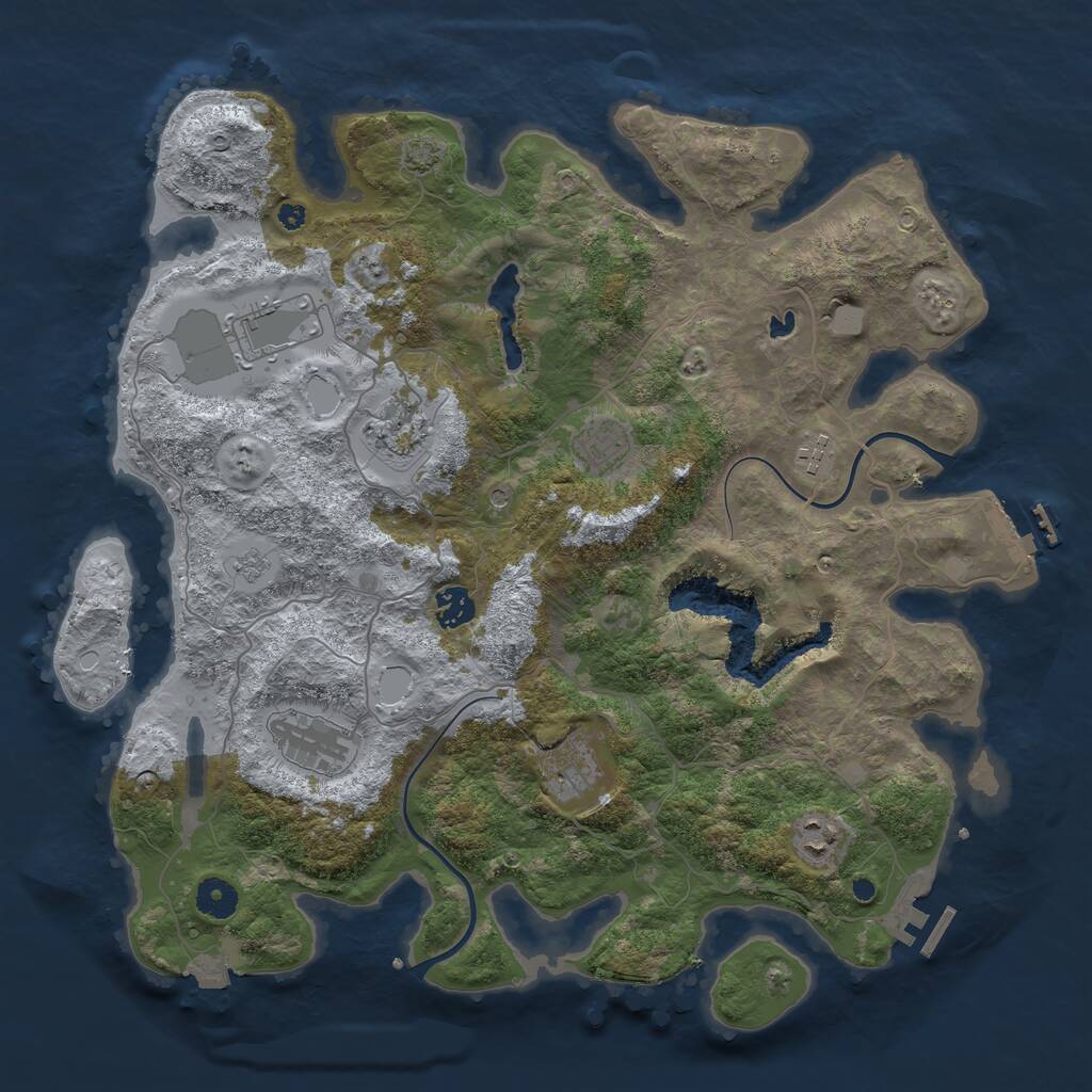 Rust Map: Procedural Map, Size: 4000, Seed: 1952479436, 14 Monuments
