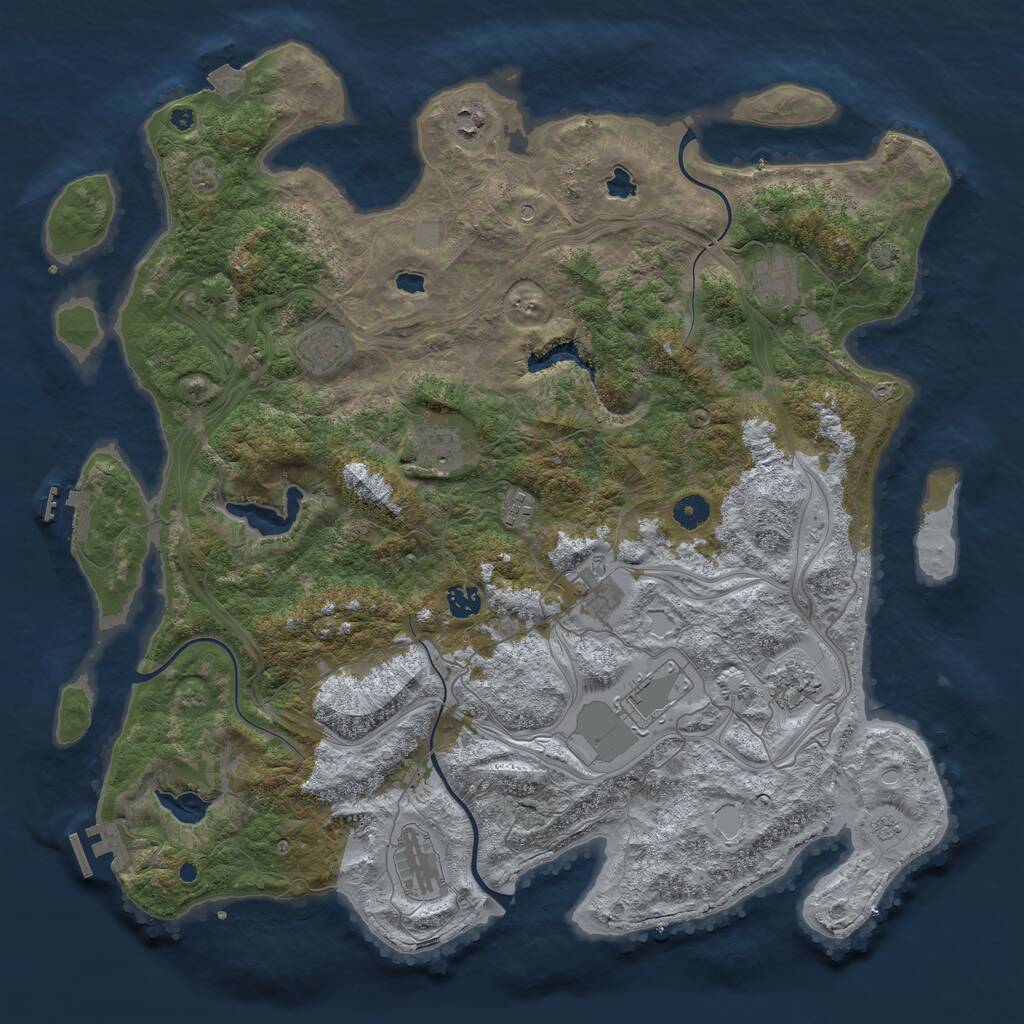 Rust Map: Procedural Map, Size: 4500, Seed: 1881935710, 16 Monuments