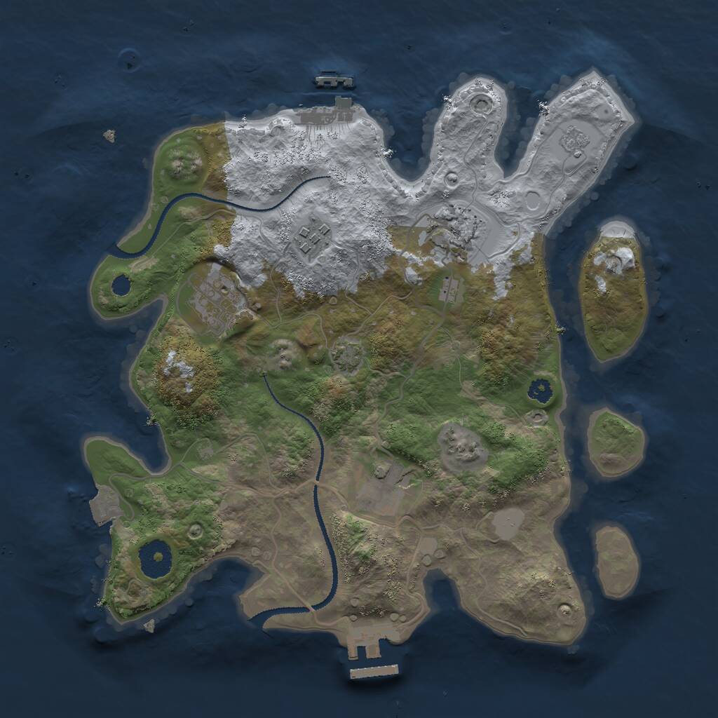 Rust Map: Procedural Map, Size: 3000, Seed: 718882, 9 Monuments