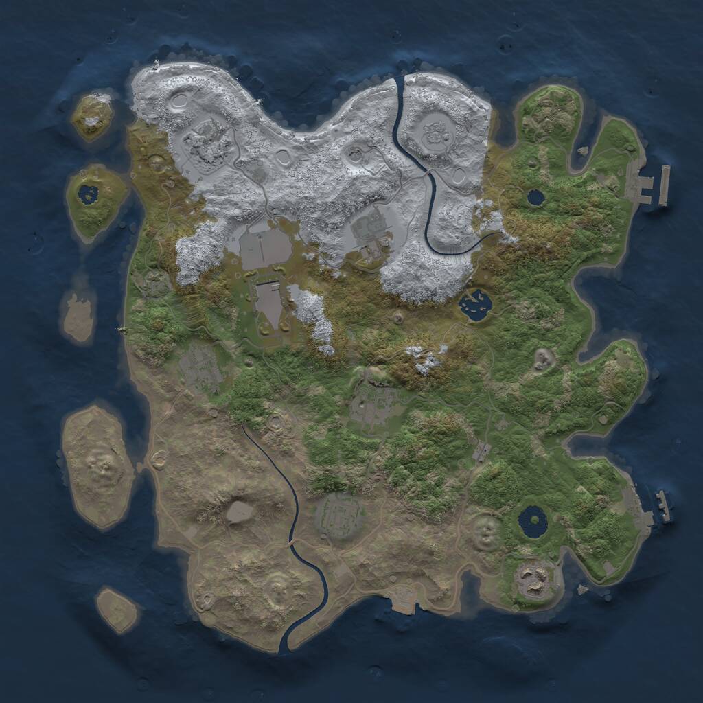 Rust Map: Procedural Map, Size: 3500, Seed: 957048915, 14 Monuments