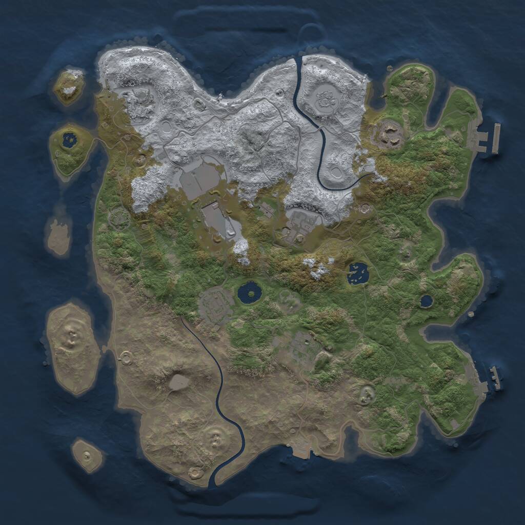 Rust Map: Procedural Map, Size: 3500, Seed: 957048915, 13 Monuments
