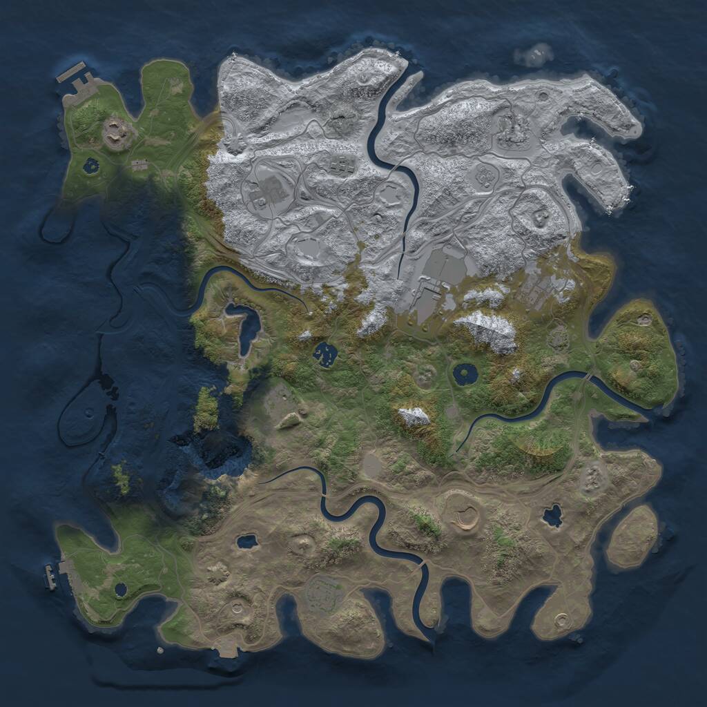 Rust Map: Procedural Map, Size: 4500, Seed: 718882, 16 Monuments