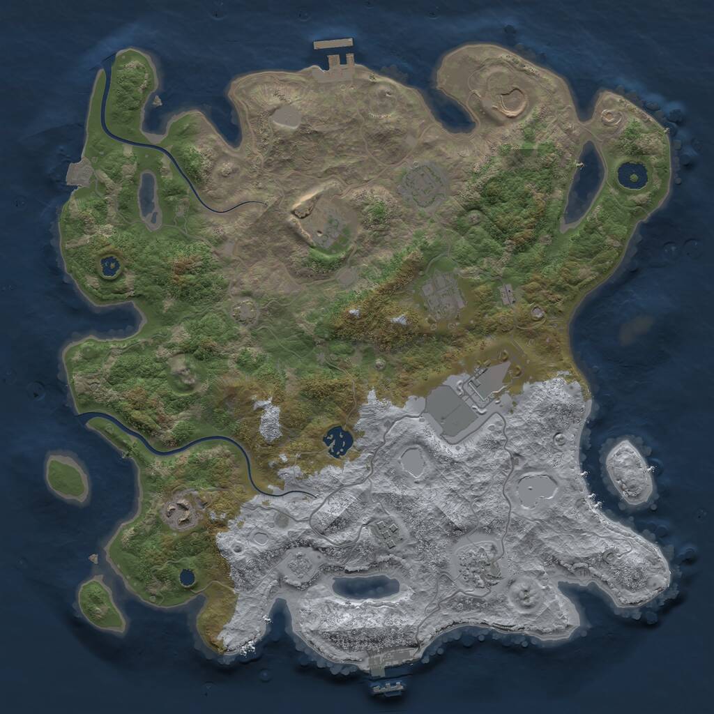 Rust Map: Procedural Map, Size: 3700, Seed: 993930109, 14 Monuments