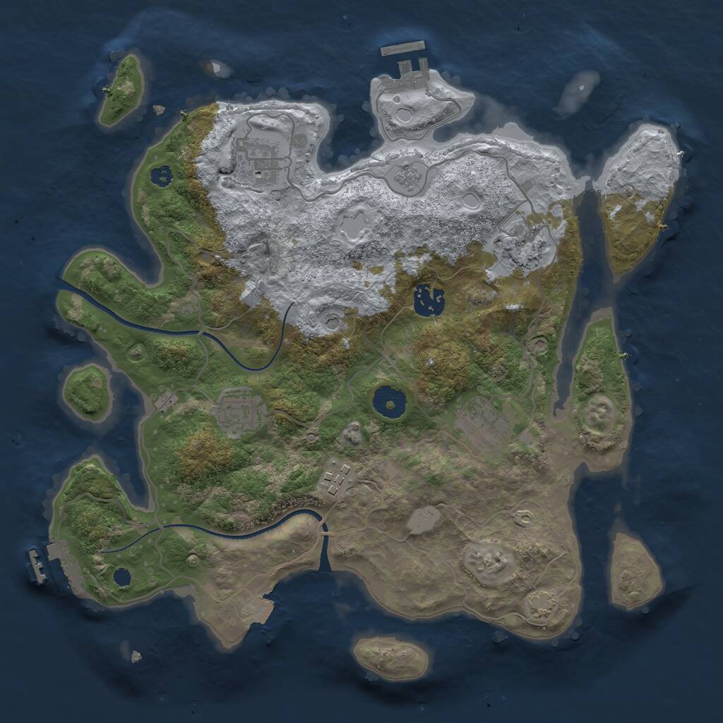 Rust Map: Procedural Map, Size: 3300, Seed: 1490924867, 12 Monuments