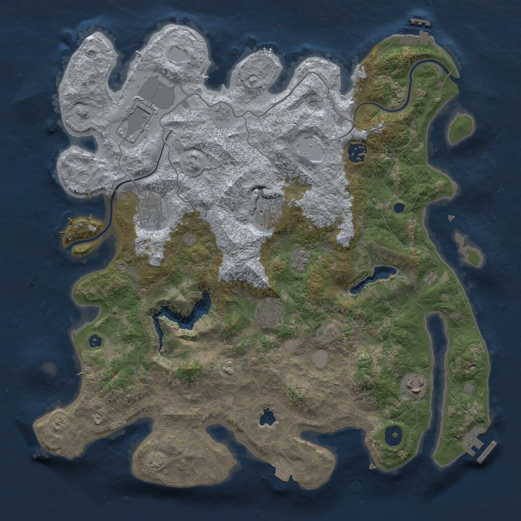 Rust Map: Procedural Map, Size: 4000, Seed: 561893, 13 Monuments