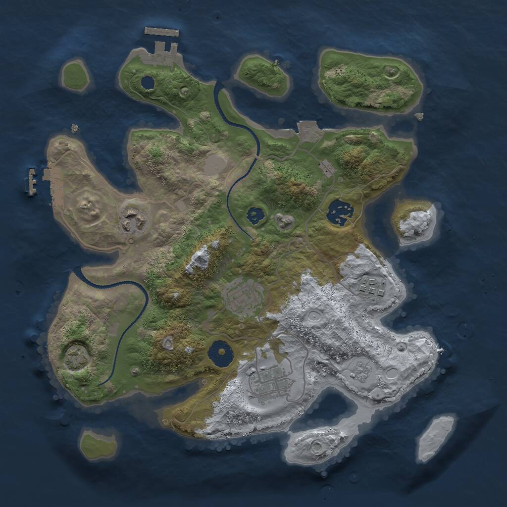 Rust Map: Procedural Map, Size: 3000, Seed: 3133, 10 Monuments