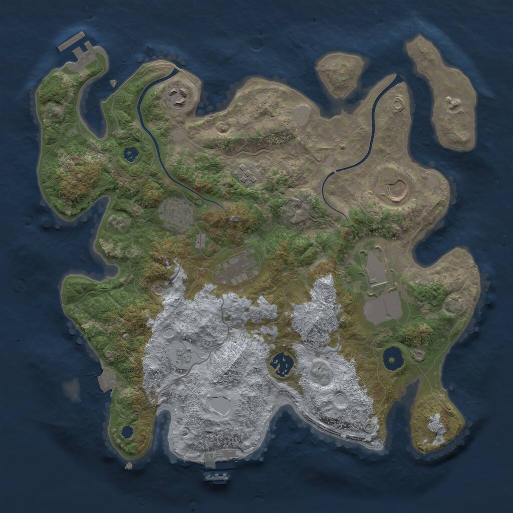 Rust Map: Procedural Map, Size: 3500, Seed: 6904201, 13 Monuments