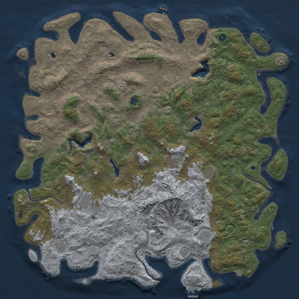 Rust Map: Procedural Map, Size: 6000, Seed: 4163, 17 Monuments