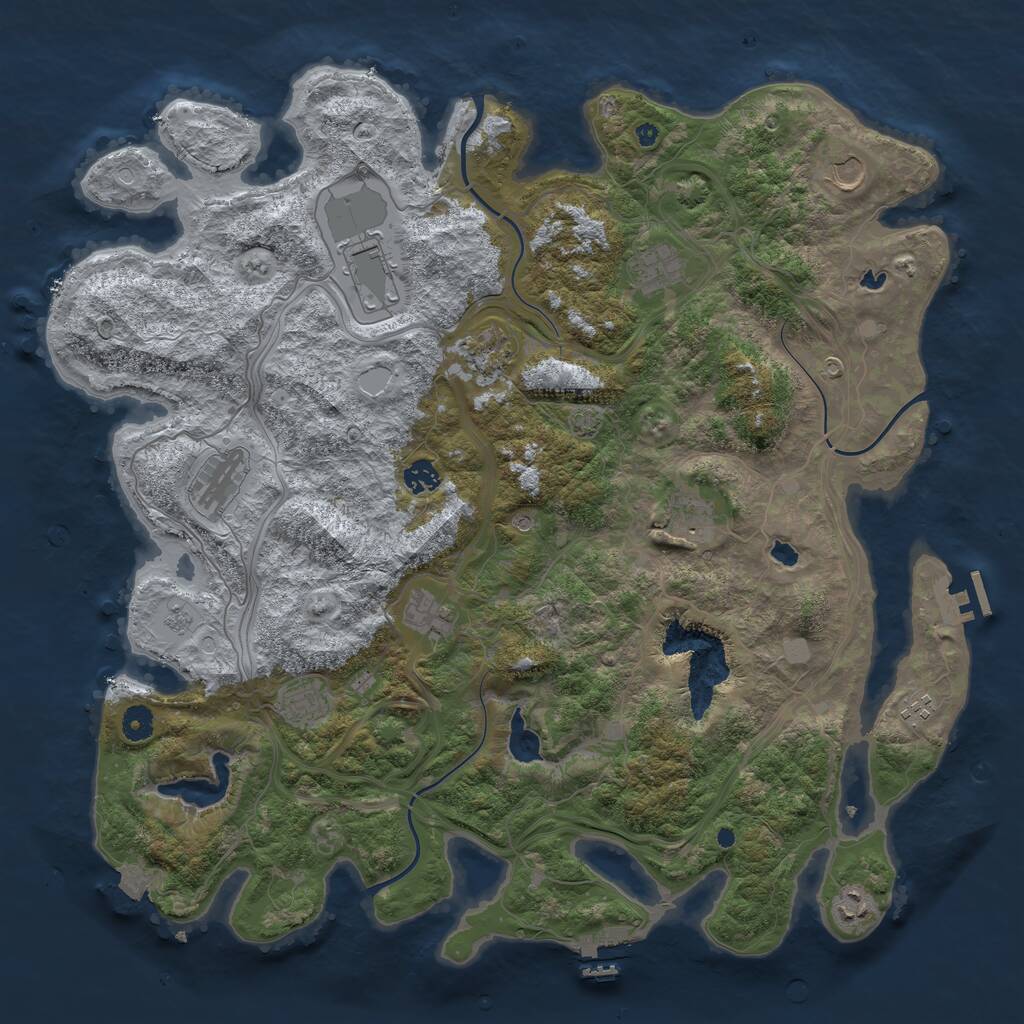 Rust Map: Procedural Map, Size: 4500, Seed: 2104172052, 17 Monuments