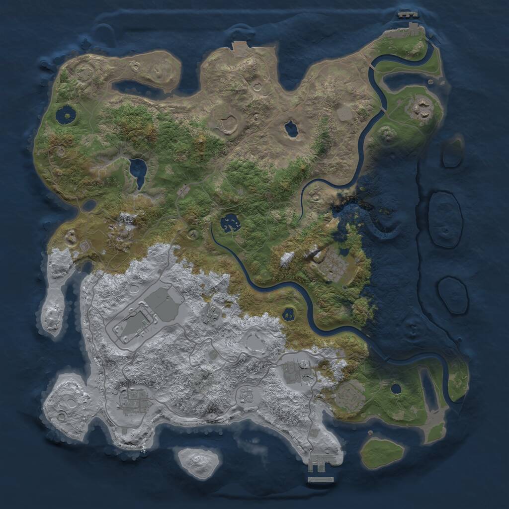 Rust Map: Procedural Map, Size: 4000, Seed: 4844521, 16 Monuments
