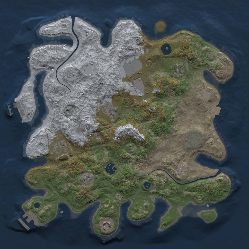 Rust Map: Procedural Map, Size: 3500, Seed: 300484403, 14 Monuments