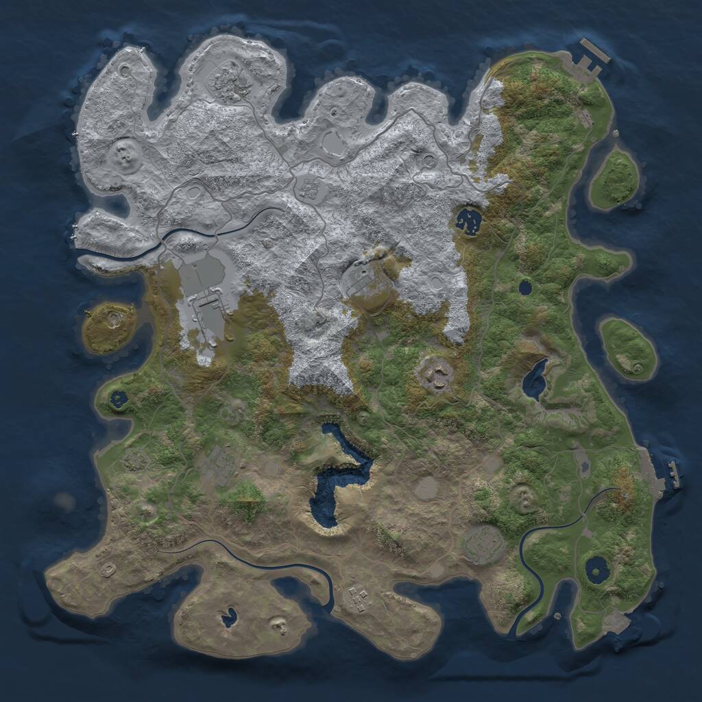 Rust Map: Procedural Map, Size: 4096, Seed: 561893, 14 Monuments