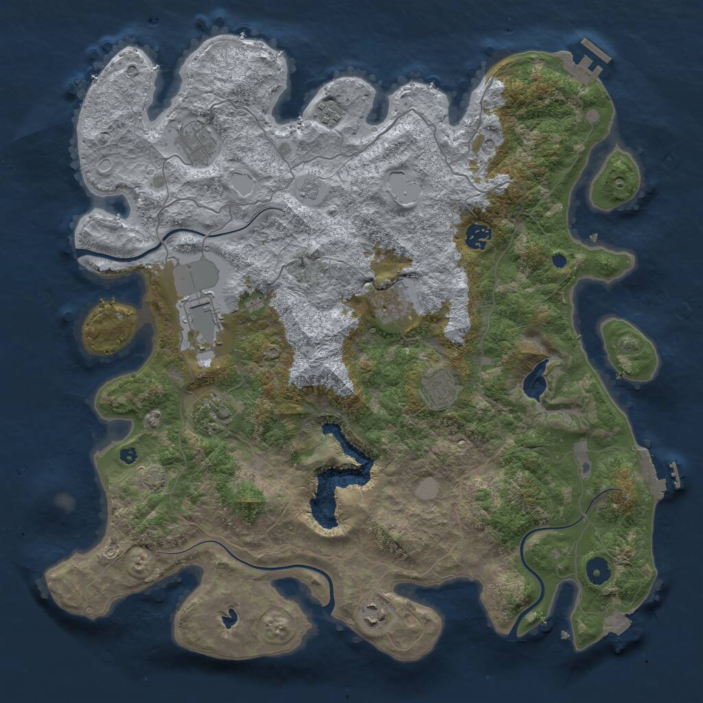 Rust Map: Procedural Map, Size: 4096, Seed: 561893, 14 Monuments