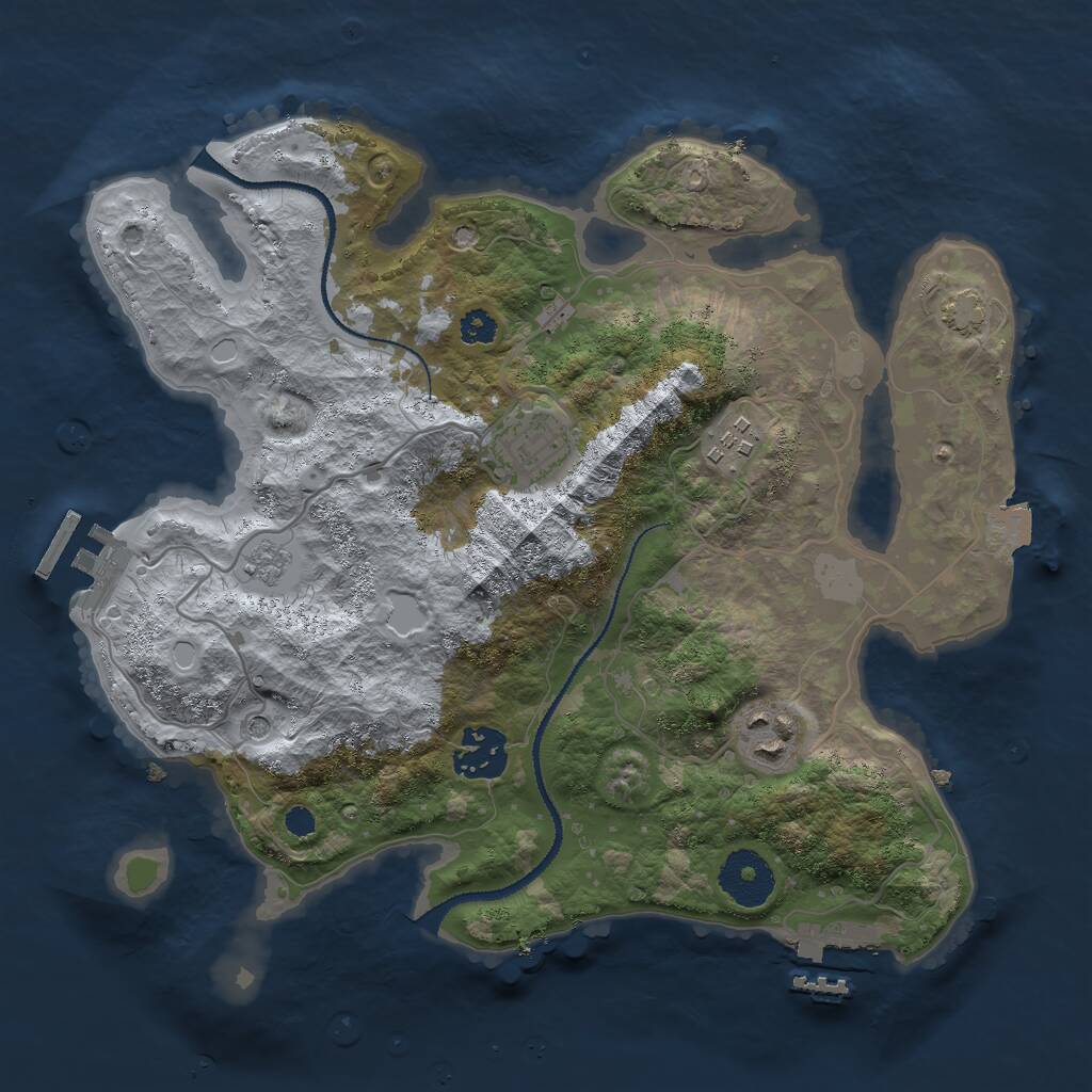 Rust Map: Procedural Map, Size: 3000, Seed: 18564, 10 Monuments