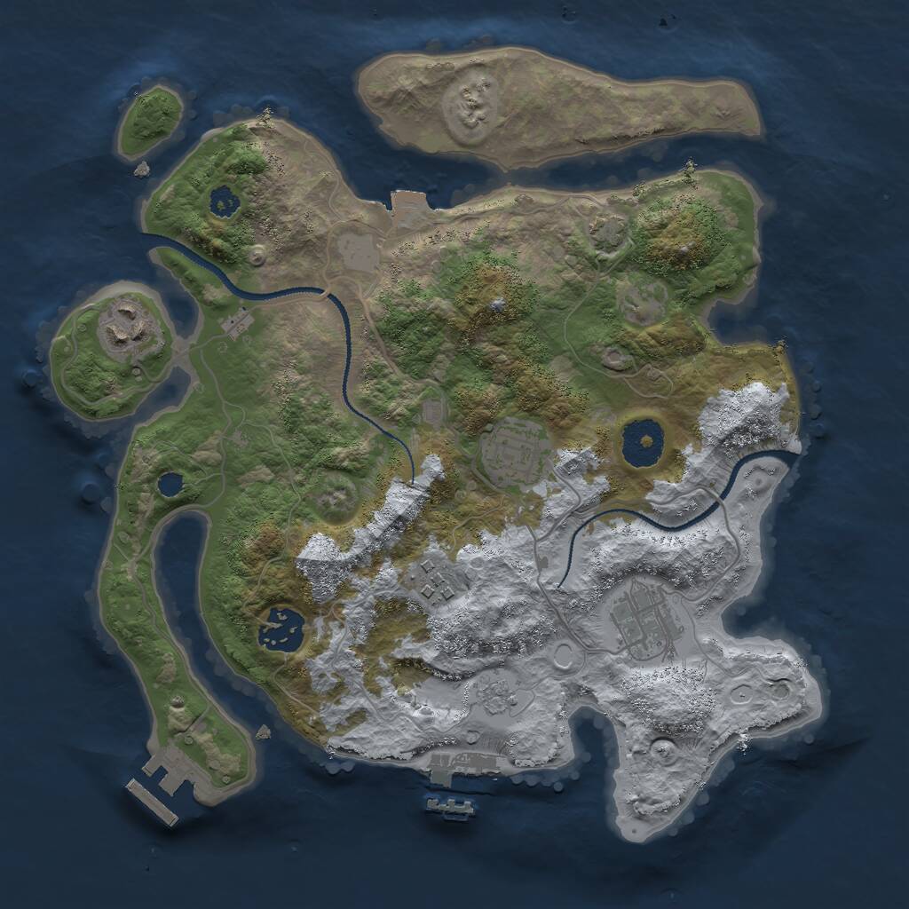 Rust Map: Procedural Map, Size: 3000, Seed: 11657, 10 Monuments