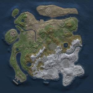 Thumbnail Rust Map: Procedural Map, Size: 3000, Seed: 11657, 10 Monuments