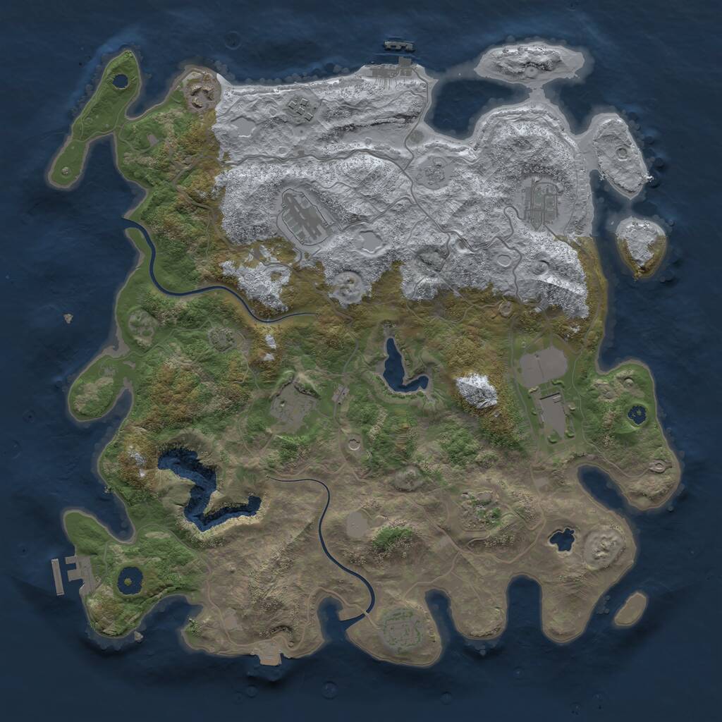 Rust Map: Procedural Map, Size: 4000, Seed: 718882, 14 Monuments