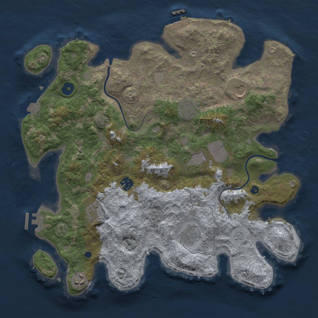 Rust Map: Procedural Map, Size: 3800, Seed: 1545, 14 Monuments