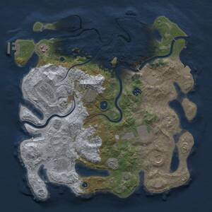 Thumbnail Rust Map: Procedural Map, Size: 3800, Seed: 189252527, 16 Monuments