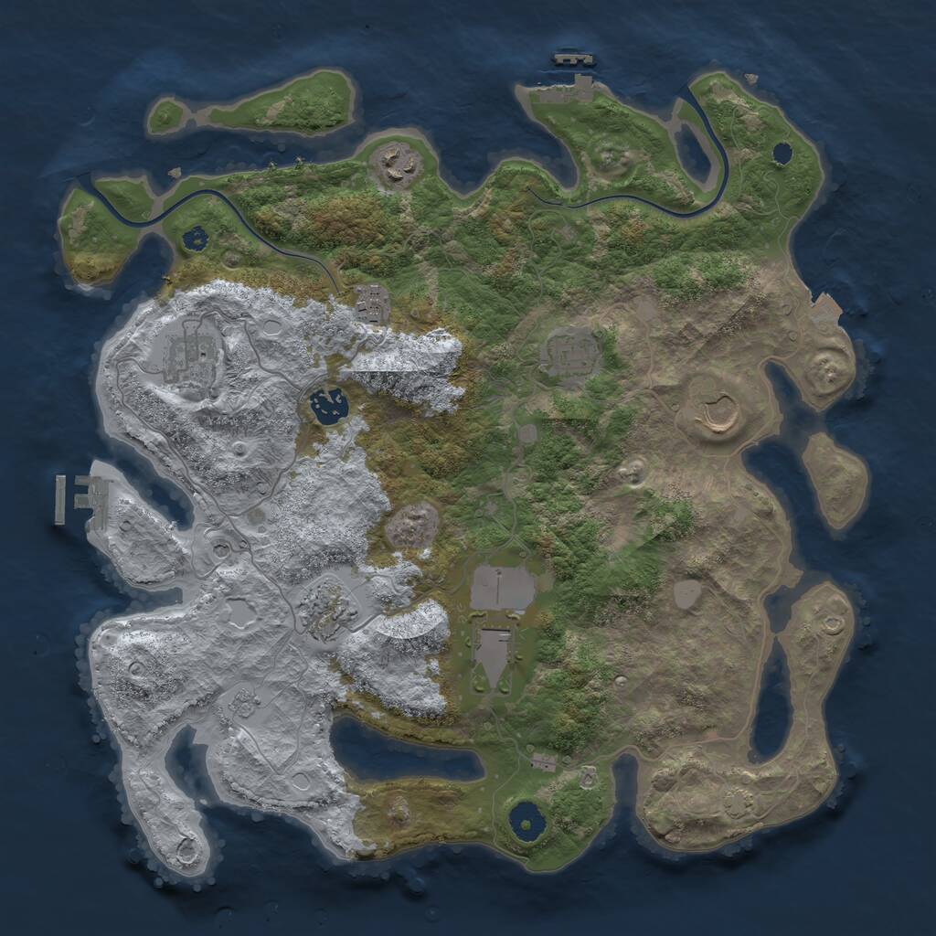 Rust Map: Procedural Map, Size: 3800, Seed: 189252527, 14 Monuments