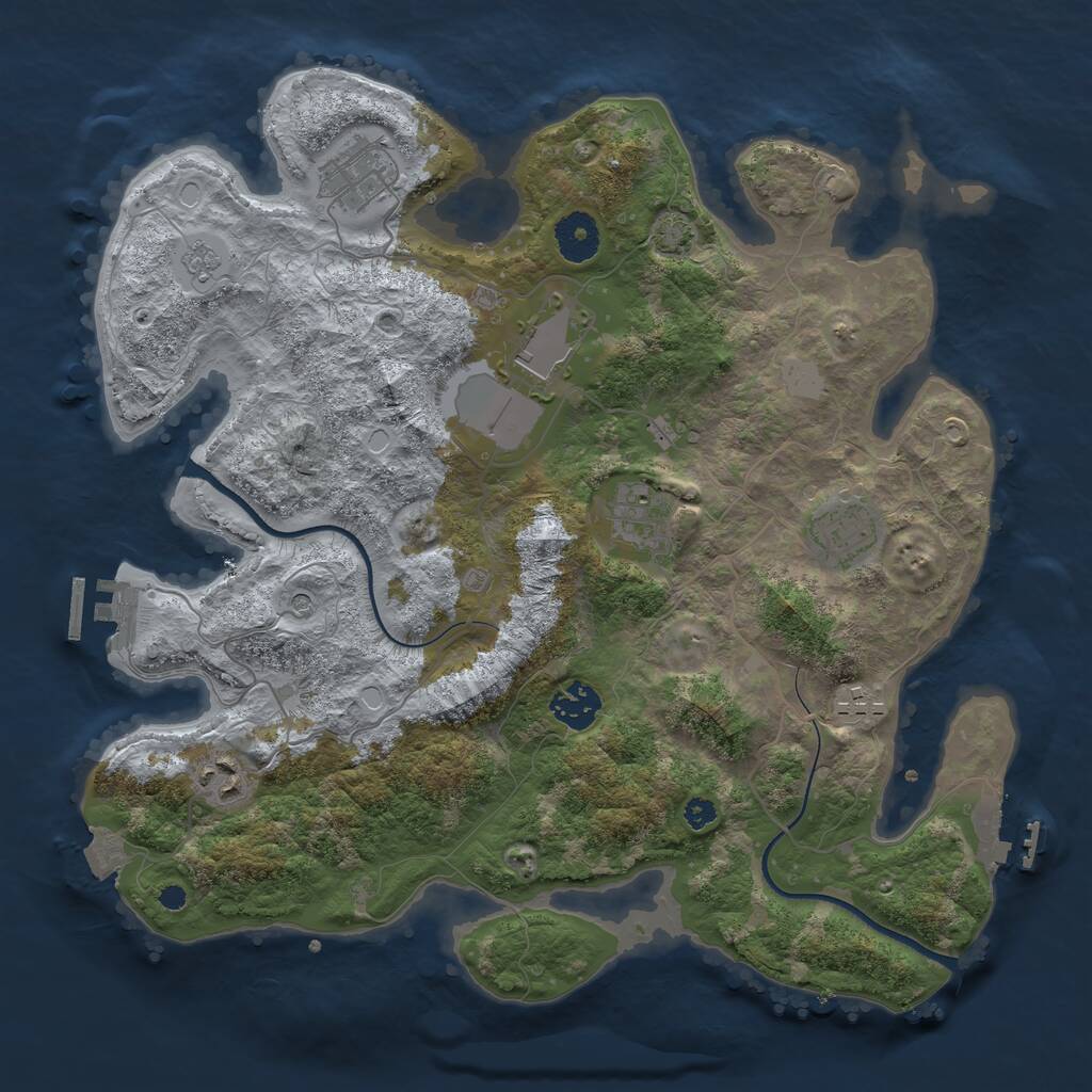 Rust Map: Procedural Map, Size: 3500, Seed: 570636301, 13 Monuments