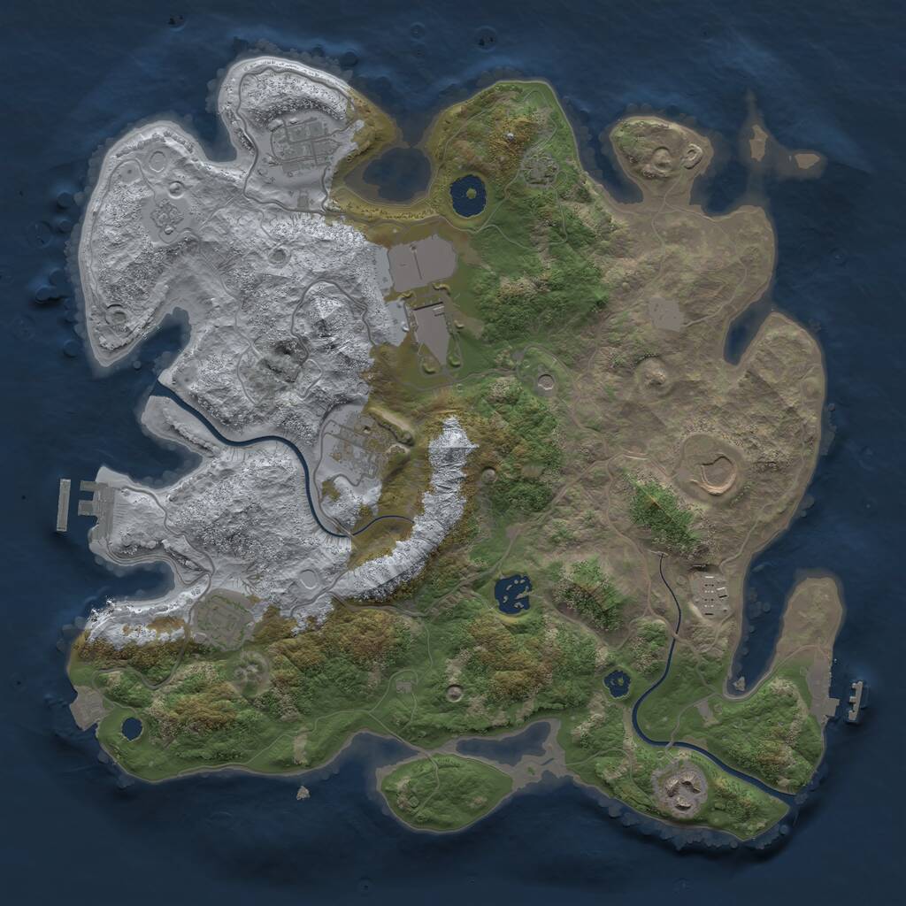 Rust Map: Procedural Map, Size: 3500, Seed: 570636301, 14 Monuments